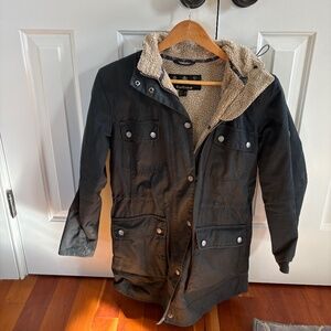 Barbour Caribbean Waxed Jacket with faux fur/sherpa lining Women's US Size 6